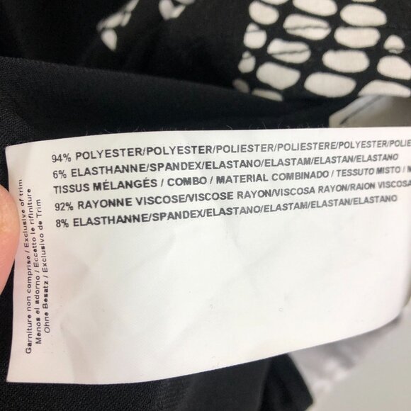 Joseph Ribkoff Shift Dress Sz 10 Black White Mosaic Animal Print Button Beaded - Picture 8 of 9